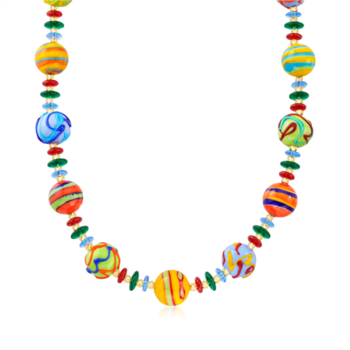 Ross-Simons italian multicolored murano glass bead necklace in 18kt gold over sterling