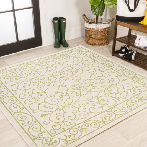 JONATHAN Y charleston vintage filigree textured weave indoor/outdoor square area rug