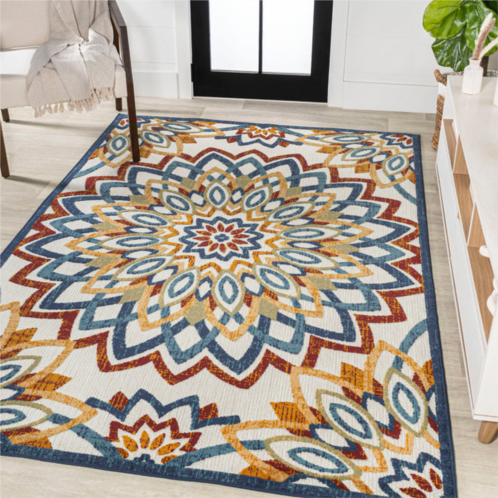 JONATHAN Y flora abstract bold mandala high-low indoor/outdoor red/blue/yellow area rug