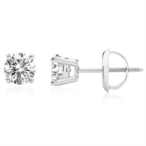 MAXCOLOR certified 14k white gold lab grown diamond solitaire stud earrings (3/4 ct.tw)