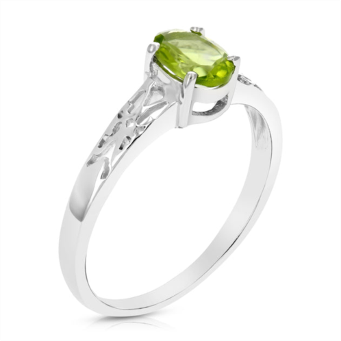 Vir Jewels 0.70 cttw peridot ring .925 sterling silver with rhodium and filigree oval shape