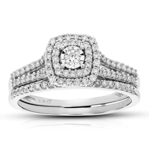 Vir Jewels 1/2 cttw round cut lab grown diamond wedding engagement ring bridal set .925 sterling silver