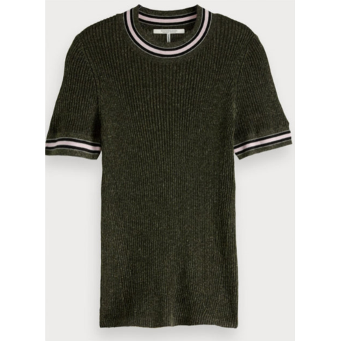 SCOTCH & SODA short sleeve lurex knit tee in green