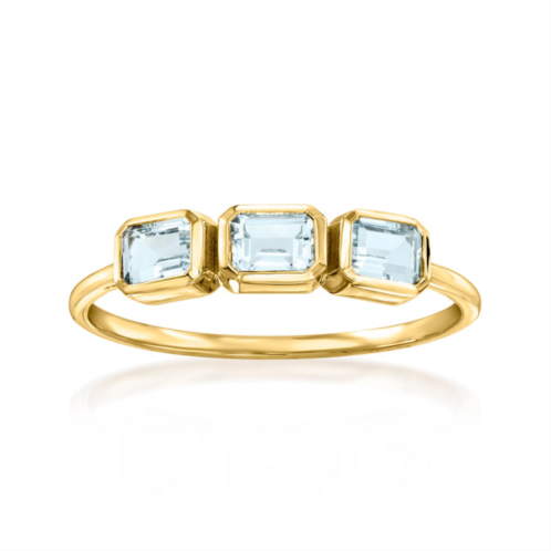 RS Pure by ross-simons aquamarine 3-stone ring in 14kt yellow gold