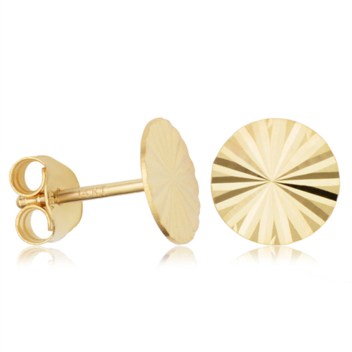 Fremada 14k yellow gold 8mm diamond-cut disc stud earrings minimalist jewelry