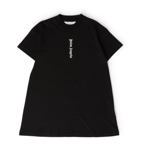 PALM ANGELS black logo print t-shirt dress