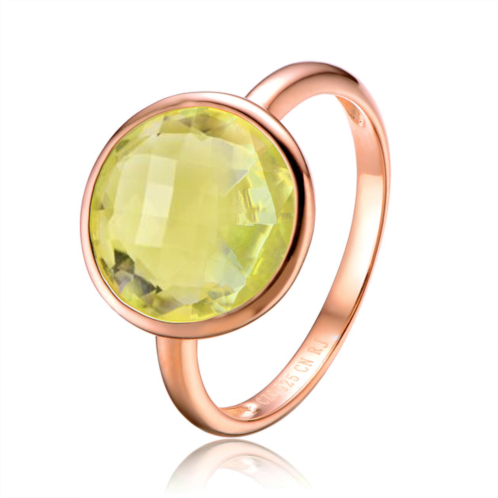 Genevive sterling silver rose gold plated light green cubic zirconia coctail ring