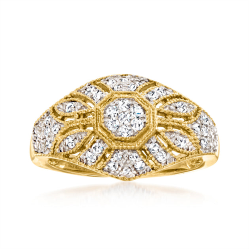 Ross-Simons diamond floral milgrain vintage-inspired ring in 18kt gold over sterling