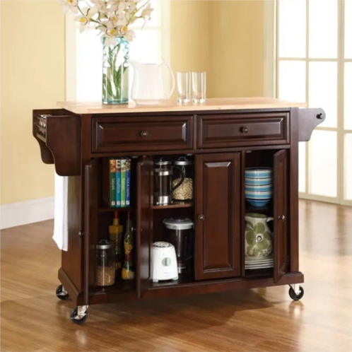 Crosley furniture kf30001ema full size kitchen cart with natural wood top