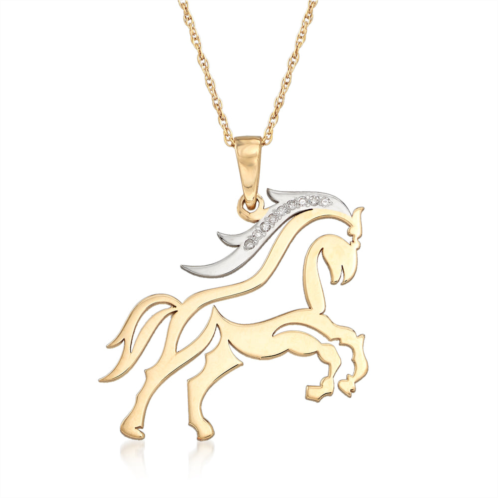 Ross-Simons diamond-accented horse necklace in 14kt 2-tone gold