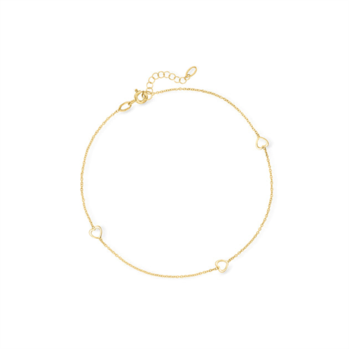 RS Pure by ross-simons italian 14kt yellow gold 3-heart station anklet