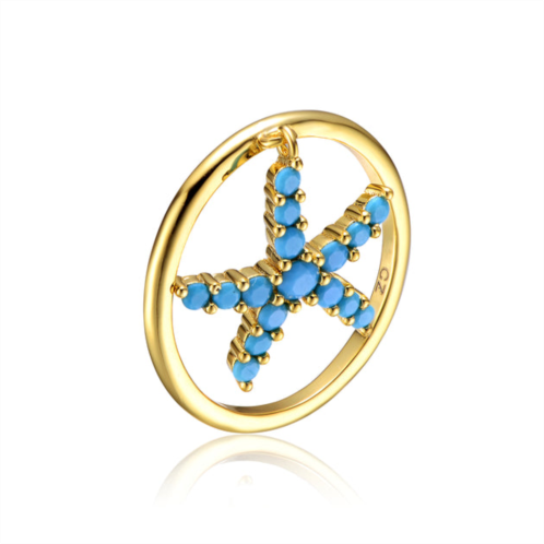 Rachel Glauber 14k gold plated and blue topaz cubic zirconia modernring