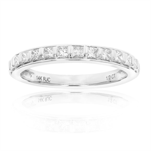 Vir Jewels 1/2 cttw princess cut diamond wedding band 14k white gold 13 stones channel set