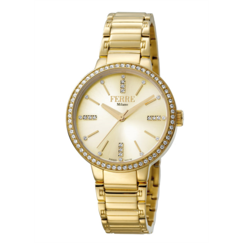 Ferre Milano womens gold dial stainless steel watch