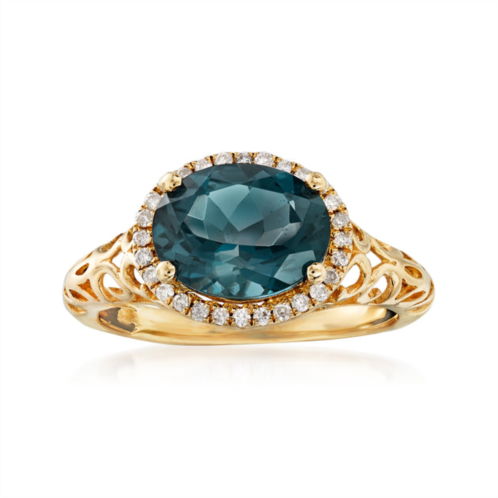 Ross-Simons london blue topaz and . diamond ring in 14kt yellow gold