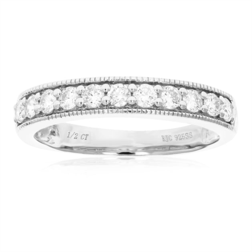 Vir Jewels 1/2 cttw 22 stones round cut lab grown diamond wedding band .925 sterling silver prong set