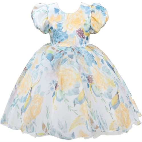 Tulleen blue chablis floral garden organza dress