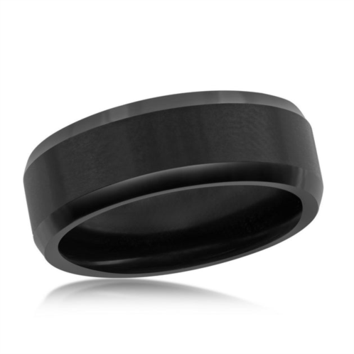 Blackjack brushed and polished black 8mm tungsten ring