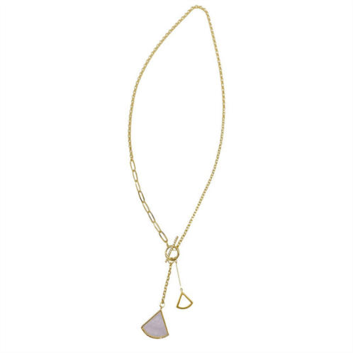 Adornia mixed chain toggle y- ginko leaf drop necklace gold