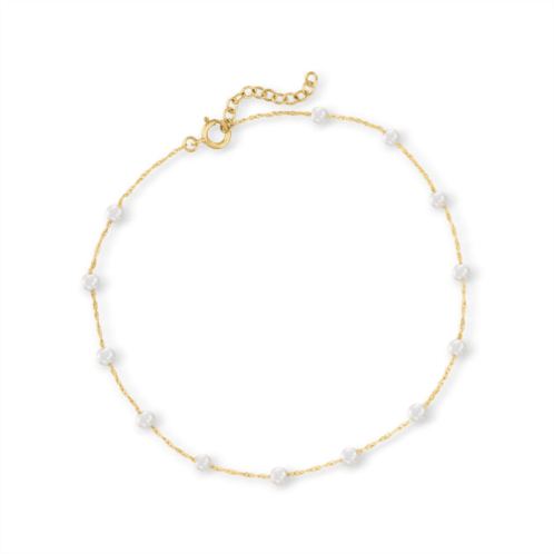 Canaria Fine Jewelry canaria 3-3.5mm cultured pearl station anklet in 10kt yellow gold