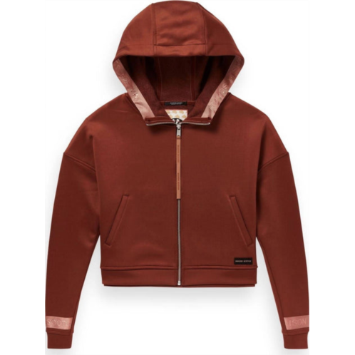 SCOTCH & SODA cropped neoprene hoodie in red