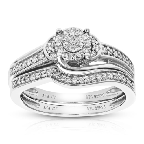 Vir Jewels 1/4 cttw round cut lab grown diamond prong set wedding engagement ring bridal set .925 sterling silver