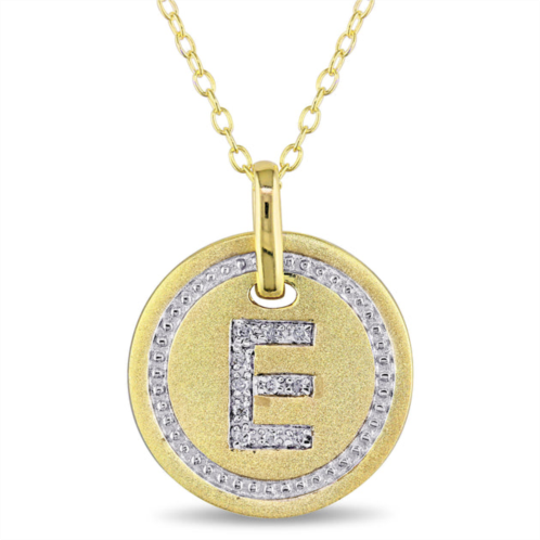 Mimi & Max e initial diamond accent pendant with chain in yellow plated sterling silver