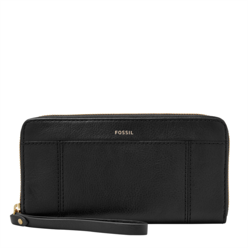 Fossil womens jori leather rfid zip clutch