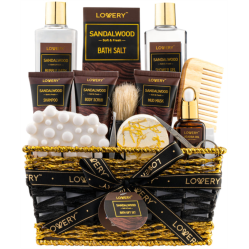 Lovery mens gift set - 14 pc sandalwood bath gift set - personal self care kit