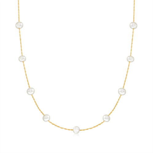 Ross-Simons 5-5.mm cultured pearl station necklace in 14kt yellow gold