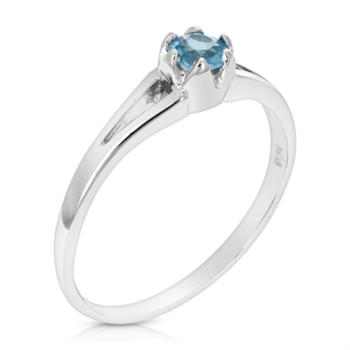 Vir Jewels 1/4 cttw blue topaz ring .925 sterling silver with rhodium round shape 4 mmv