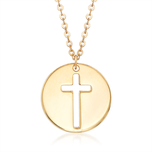 Ross-Simons italian 14kt yellow gold cross cutout disc pendant necklace