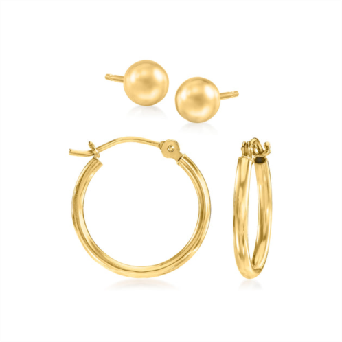 RS Pure ross-simons 14kt yellow gold jewelry set: stud and hoop earrings