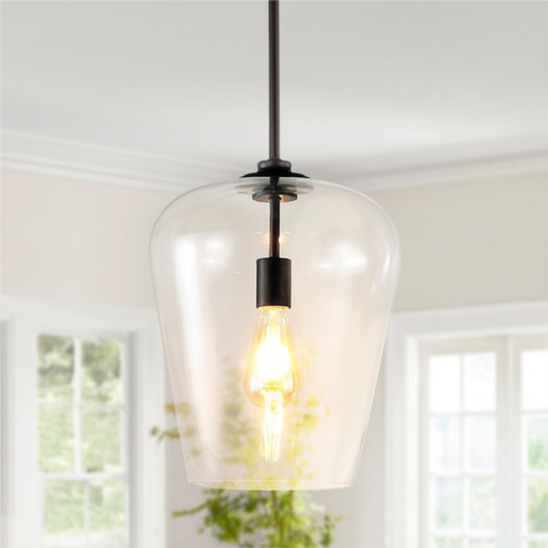 JONATHAN Y hayes 11.25 1-light industrial farmhouse iron/glass led pendant