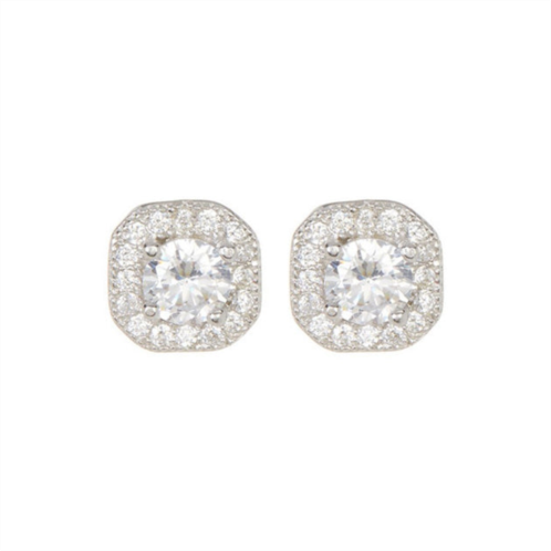 Adornia vintage crystal halo studs silver