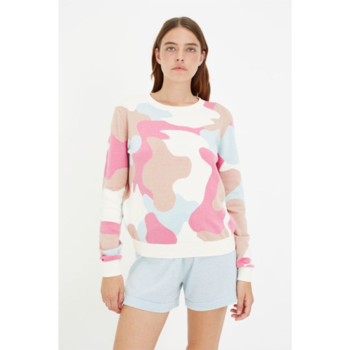 Chinti & Parker UK pink cotton camo crew sweater