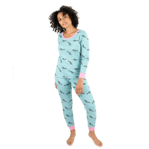 Leveret womens two piece cotton pajamas whale