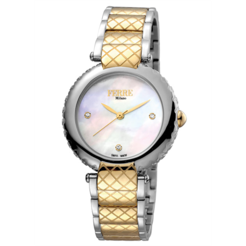 Ferre Milano womens white mop dial stainless steel watch