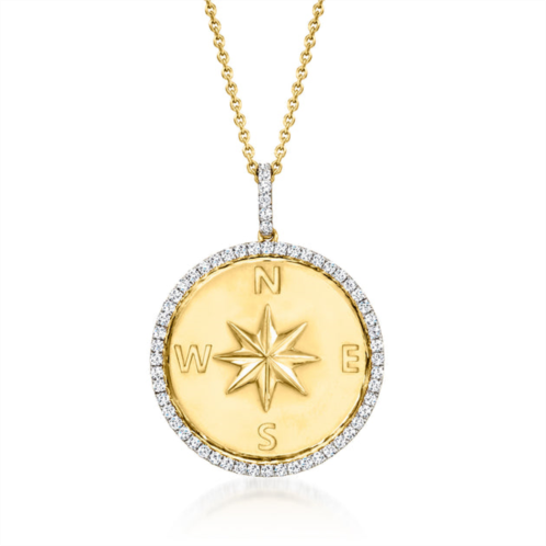 Ross-Simons diamond compass pendant necklace in 18kt gold over sterling