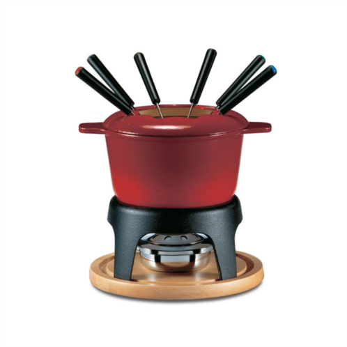 Swissmar sierra 11 piece cast iron fondue set, cherry