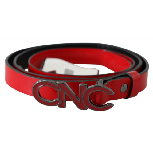 Costume National reversible leather logo buckle womens belt