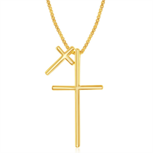 Simona sterling silver double cross necklace - rose gold plated