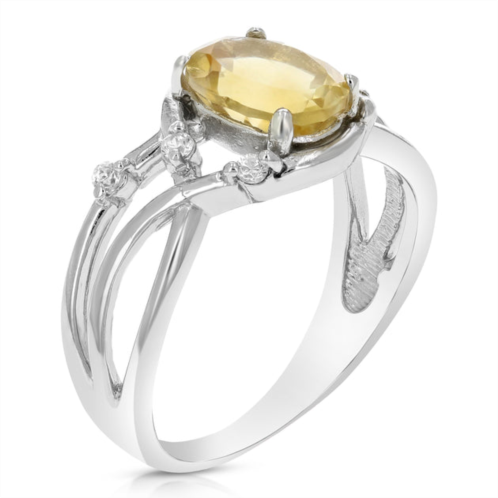 Vir Jewels 0.80 cttw citrine ring .925 sterling silver with rhodium oval shape 8x6 mm