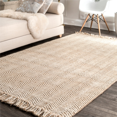 NuLOOM hand woven don jute with fringe area rug