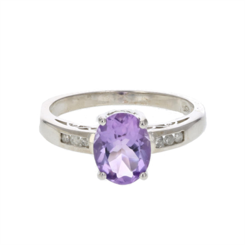 Vir Jewels 1 ct amethyst and diamond ring in sterling silver oval