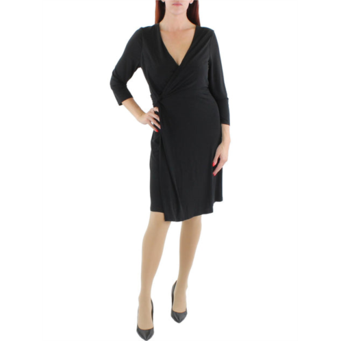 London Times petites womens surplice knee wrap dress