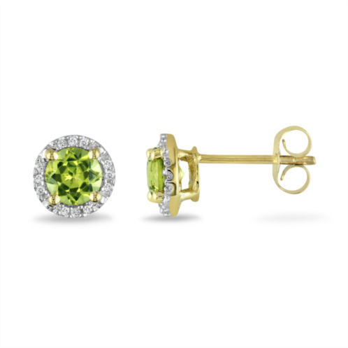 Mimi & Max 1 1/8ct tgw peridot halo earrings with diamond accents in 10k yellow gold