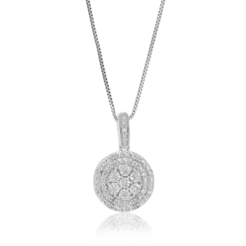 Vir Jewels 1/10 cttw lab grown diamond circle pendant necklace .925 sterling silver 2/5 inch with 18 inch chain