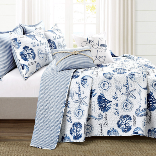 Lush Decor harbor life reversible quilt set