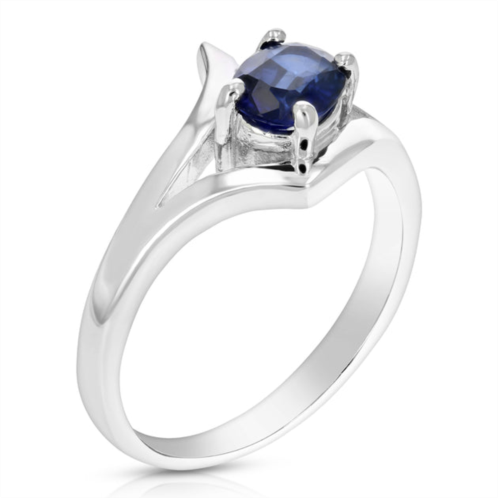 Vir Jewels 0.80 cttw created blue sapphire ring .925 sterling silver oval 7x5 mm